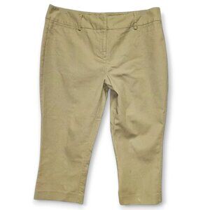 New York & Company Women’s 12 Tan Capri Pants Stretch Cropped Cotton Blend